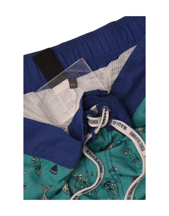Maui and Sons Mens Abstract Pattern Graphic Swimming Shorts 2XL Green