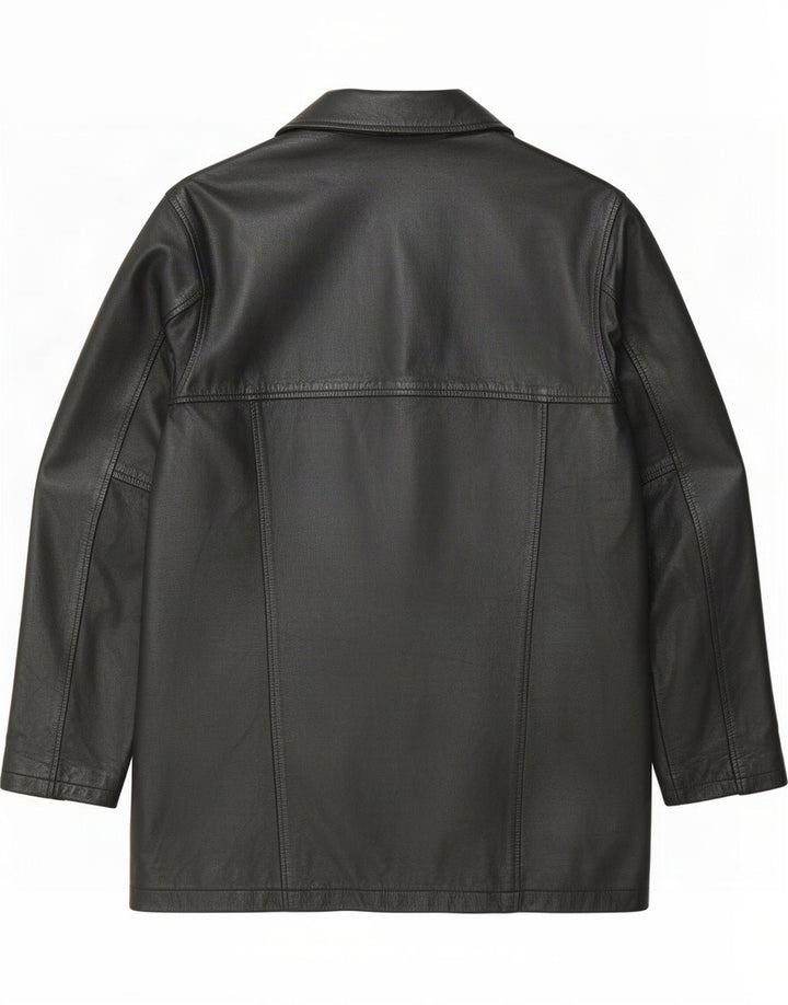 Vintage Mens Leather Coat UK 38 Medium Black