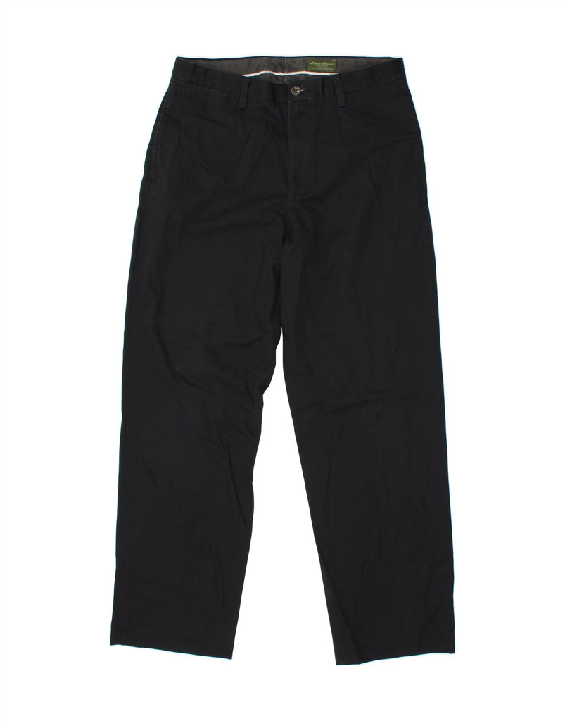 EDDIE BAUER Mens Classic Fit Straight Chino Trousers W35 L34 Black Cotton Vintage Eddie Bauer and Second-Hand Eddie Bauer from Messina Hembry 