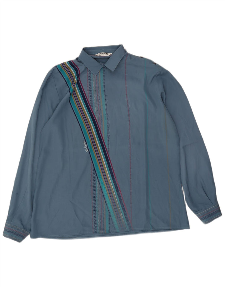Vintage Womens Pullover Shirt IT 48 XL Blue Striped Polyester