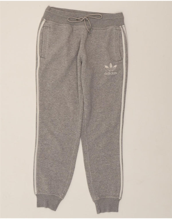 ADIDAS Womens Tracksuit Trousers Joggers UK 10 Small Grey Cotton