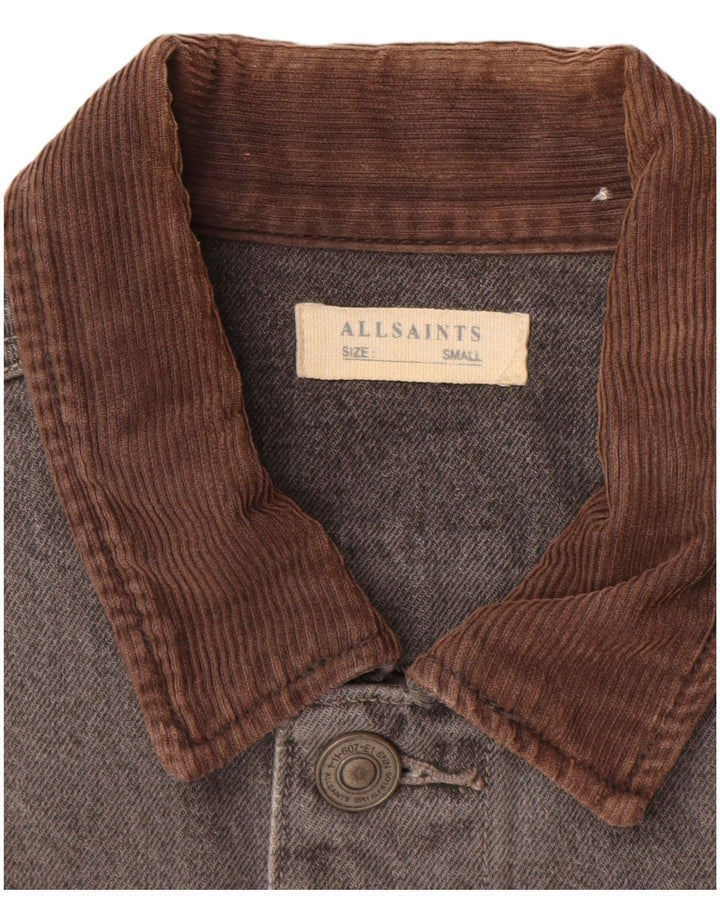 All Saints Mens Denim Jacket UK 36 Small Grey Cotton