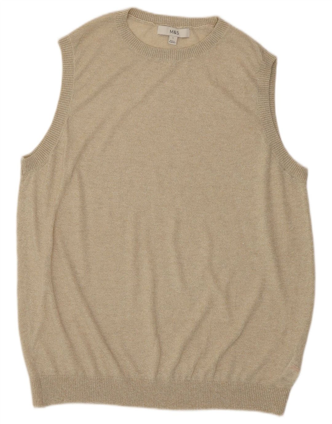 Marks & Spencer Womens Vest Tank Top UK 16 Large Gold Viscose
