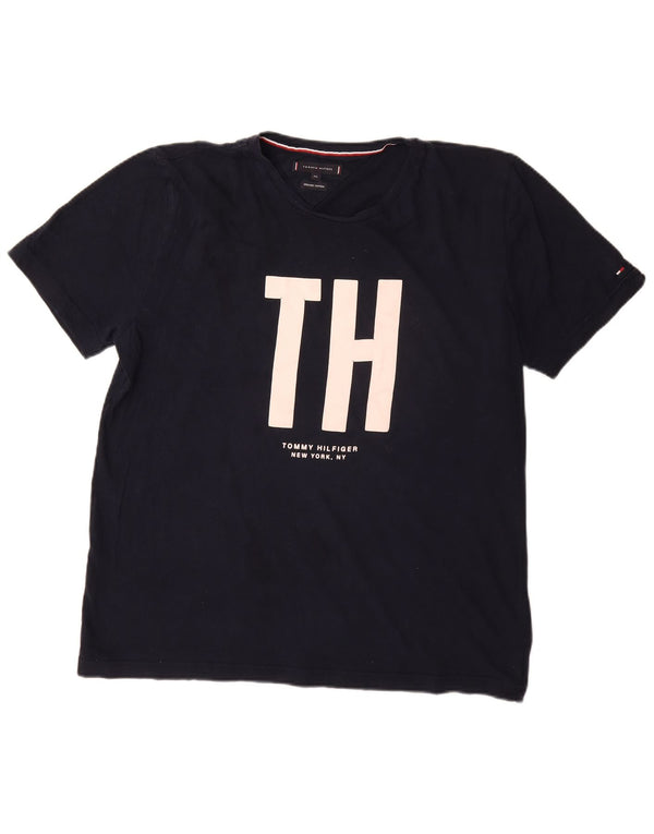 Tommy Hilfiger Mens Graphic T-Shirt Top 2XL Navy Blue Cotton