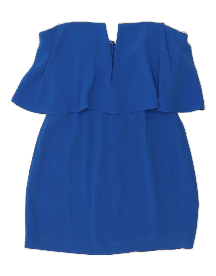BCBGMAXAZRIA Womens Off Shoulder Dress UK 8 Small Blue Acetate Vintage BCBGMAXAZRIA and Second-Hand BCBGMAXAZRIA from Messina Hembry 