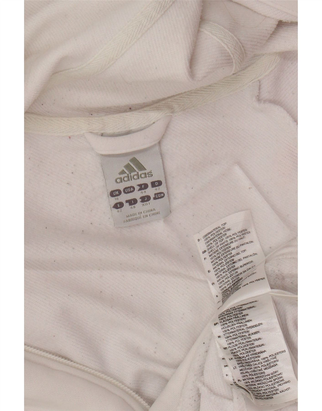 Adidas Womens Crop Zip Hoodie Sweater UK 16 Large White Polyester