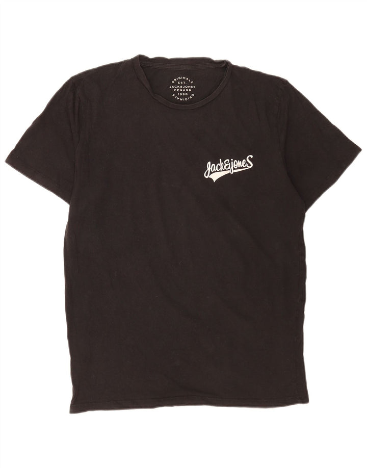 Jack & Jones Mens Graphic T-Shirt Top Small Black Cotton