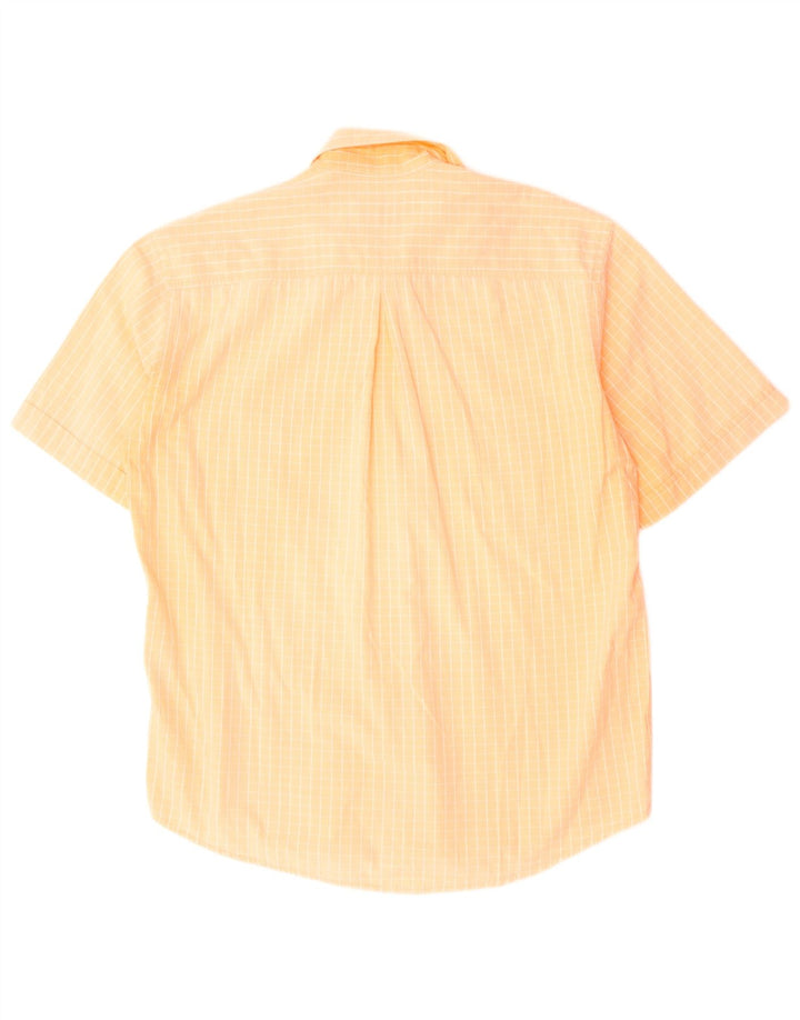 SERGIO TACCHINI Mens Short Sleeve Shirt Medium Orange Check Cotton