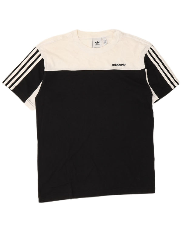Adidas Mens T-Shirt Top Medium Black Colourblock Cotton