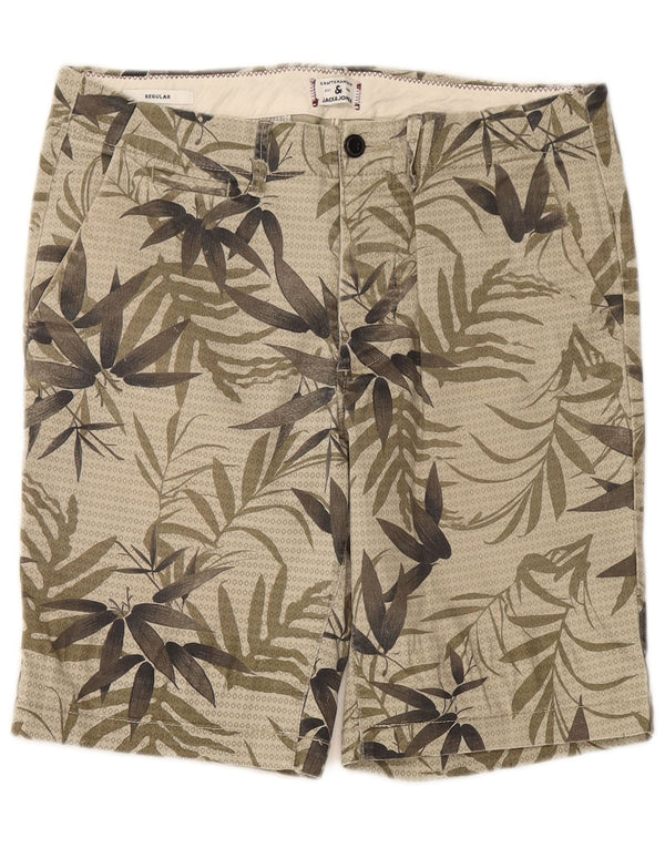 JACK & JONES Mens Regular Fit Chino Shorts Medium W32  Khaki Floral Cotton