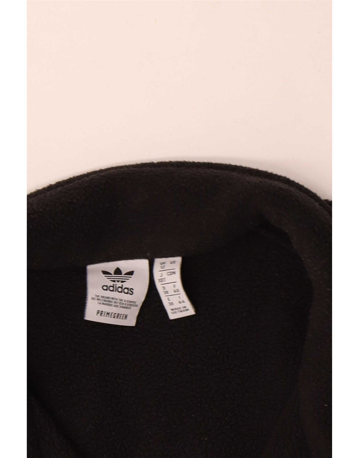 Adidas Womens Zip Neck Oversized Fleece Jumper UK 12 Medium Black Polyester