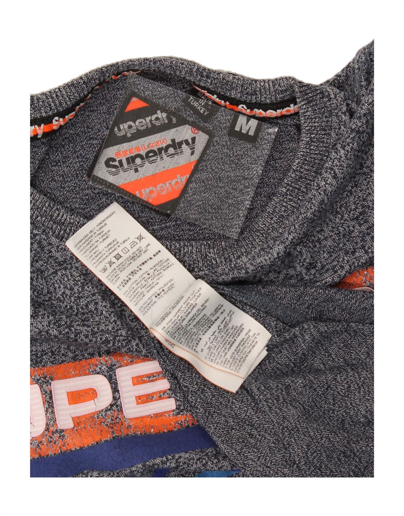 SUPERDRY Mens Graphic T-Shirt Top Medium Grey Flecked Cotton Vintage Superdry and Second-Hand Superdry from Messina Hembry 