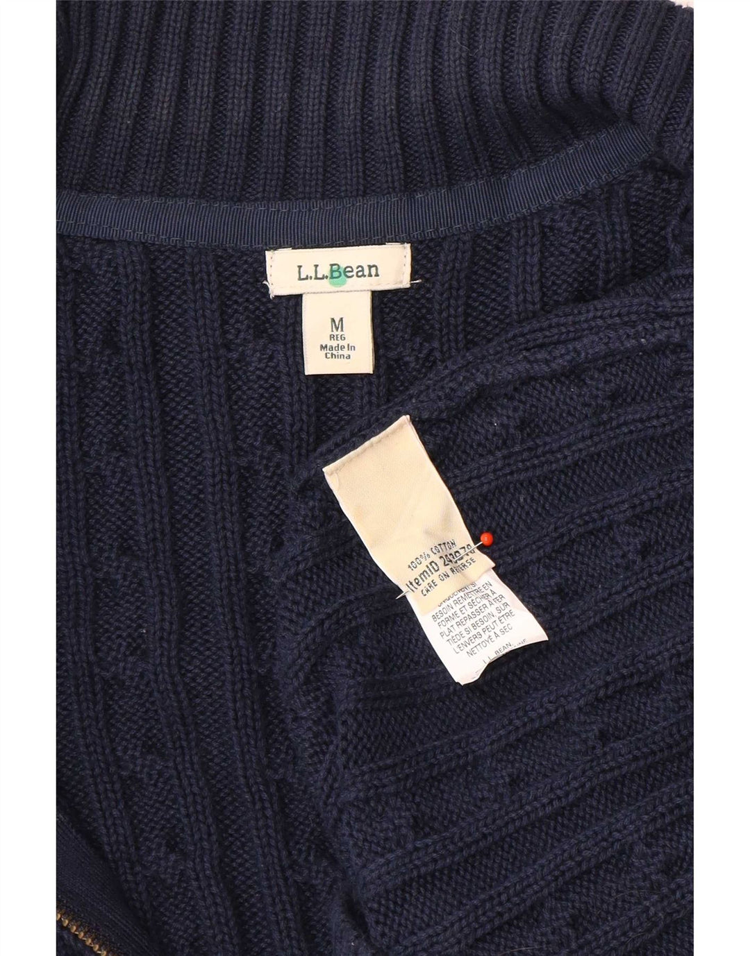 L.L.Bean Womens Cardigan Sweater UK 14 Medium Navy Blue Cotton