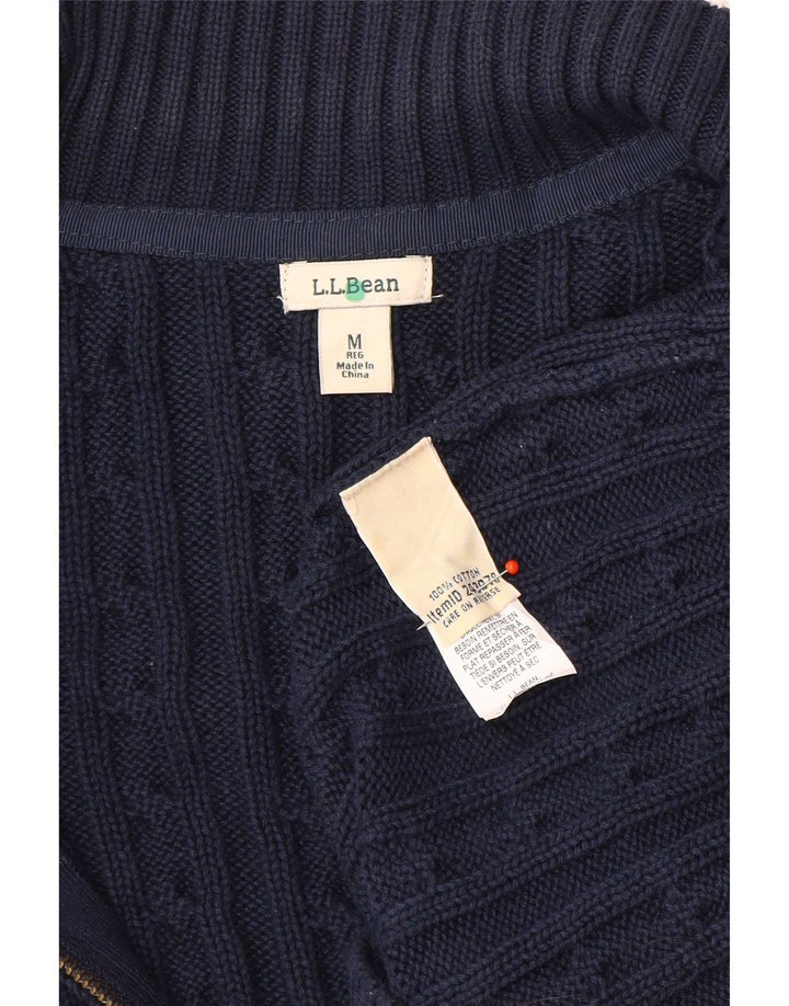 L.L.Bean Womens Cardigan Sweater UK 14 Medium Navy Blue Cotton