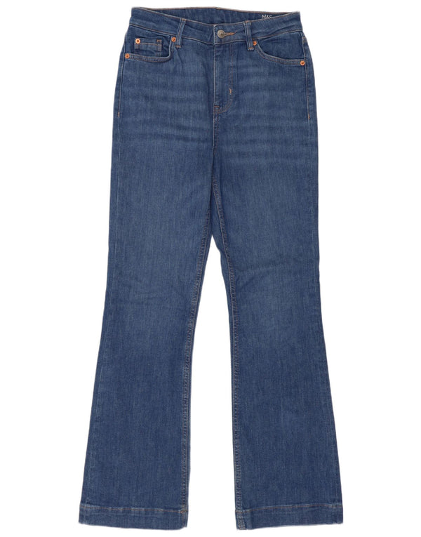 Marks & Spencer Womens High Waist Flared Jeans UK 10 Small W28 L31 Blue