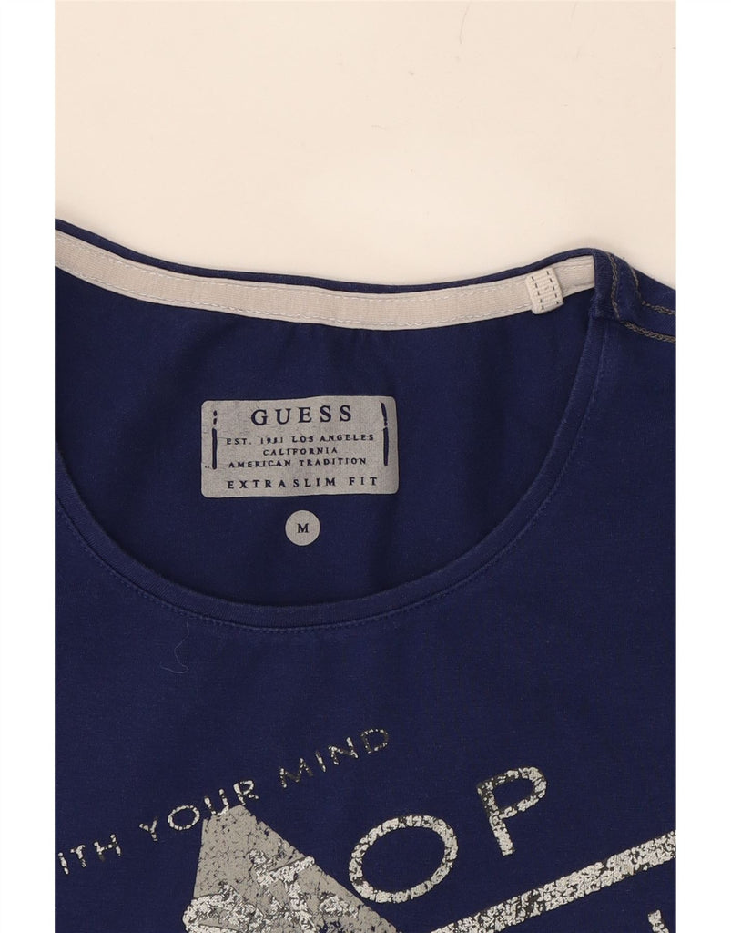 GUESS Womens Slim Fit Graphic T-Shirt Top Medium Blue Cotton Vintage Guess and Second-Hand Guess from Messina Hembry 