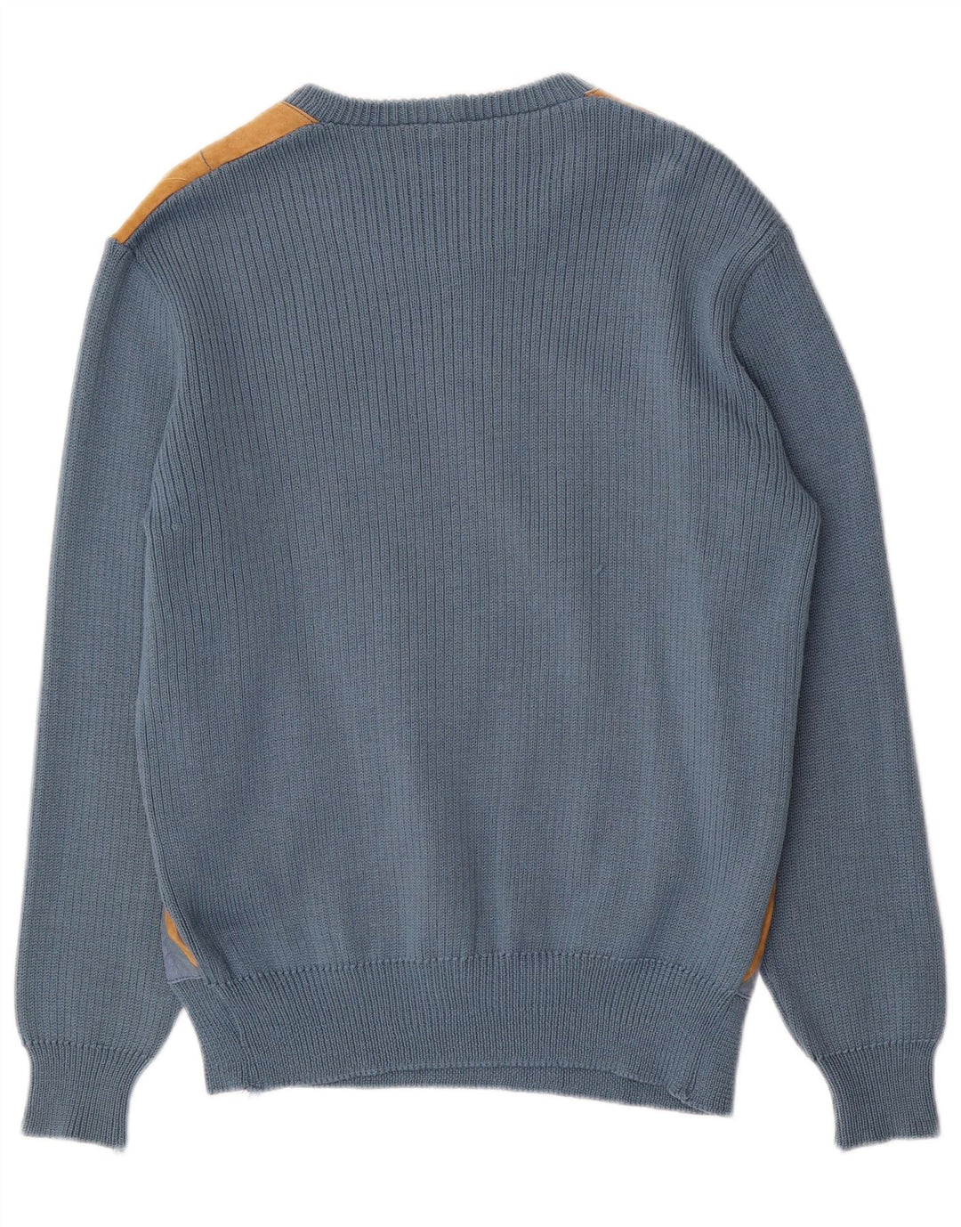 Vintage Mens Crew Neck Jumper Sweater Medium Blue Argyle/Diamond Acrylic