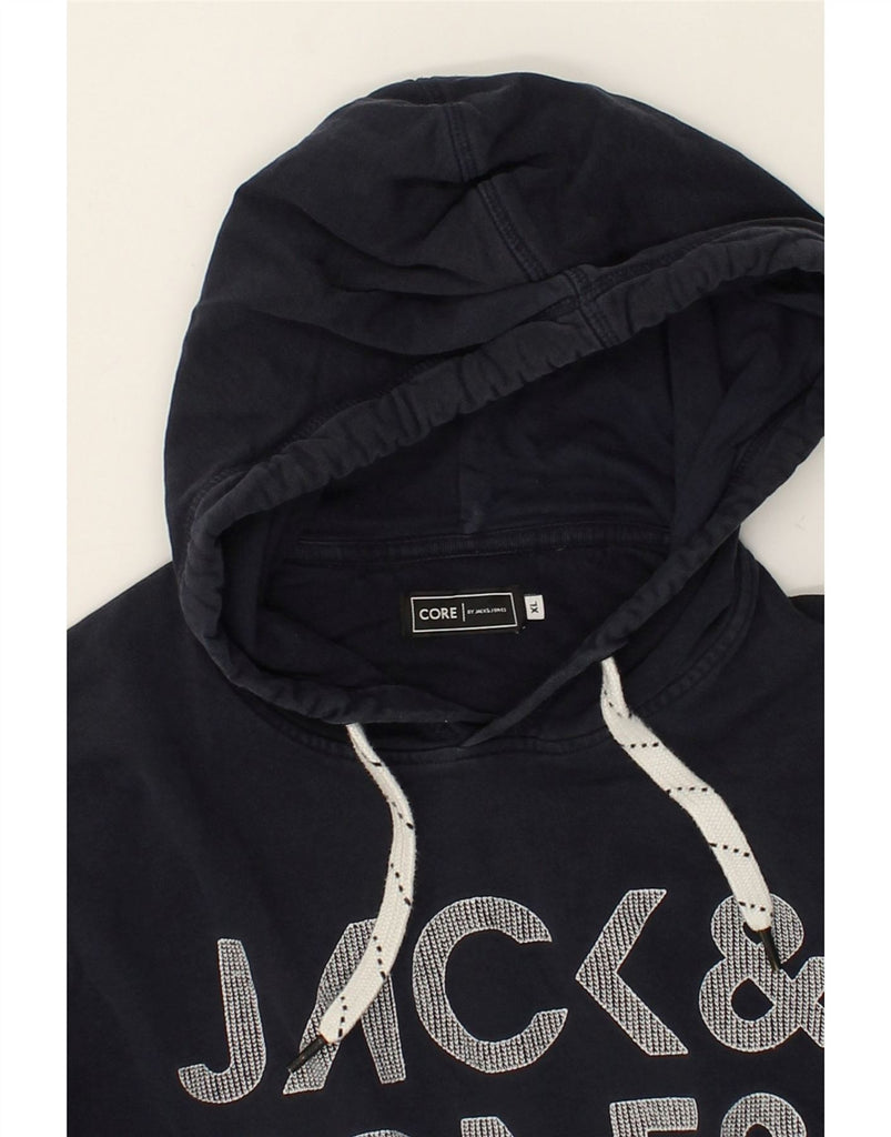 JACK & JONES Mens Slim Graphic Hoodie Jumper XL Navy Blue Cotton | Vintage Jack & Jones | Thrift | Second-Hand Jack & Jones | Used Clothing | Messina Hembry 