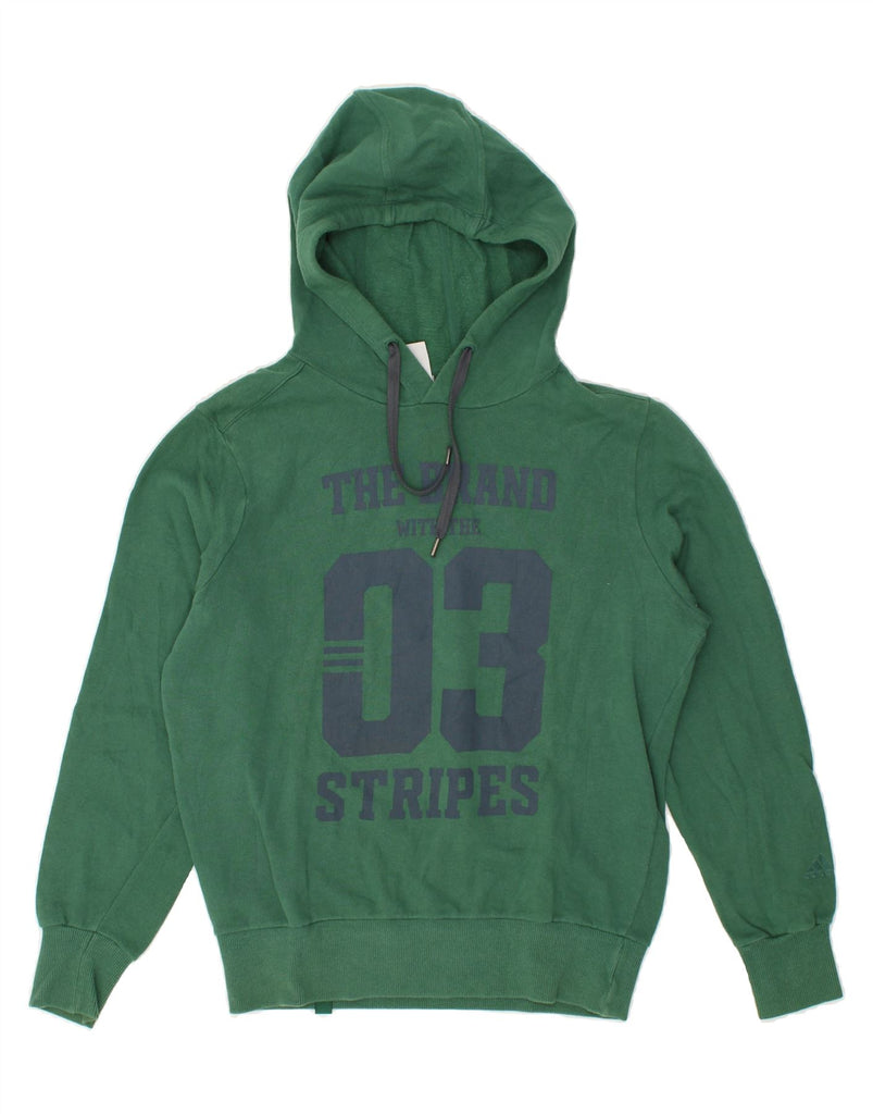 ADIDAS Mens Graphic Hoodie Jumper UK 34/36 Small Green Cotton | Vintage Adidas | Thrift | Second-Hand Adidas | Used Clothing | Messina Hembry 