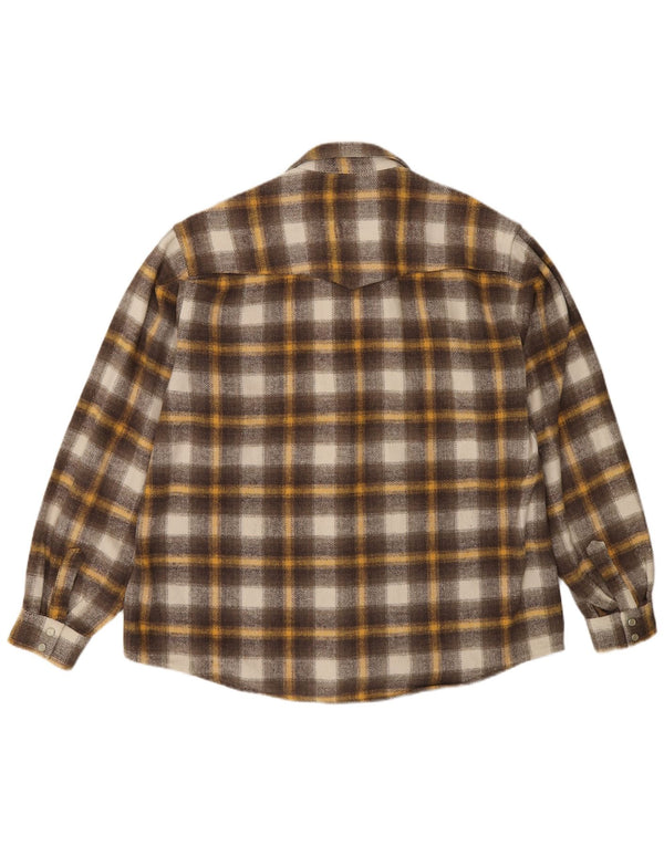 Rica Lewis Mens Overshirt Flannel Shirt Large Brown Plaid