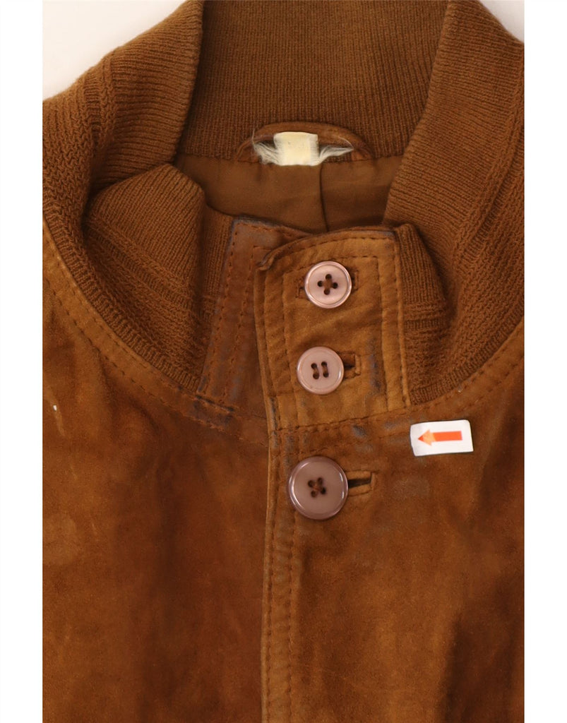 VINTAGE Mens Suede Bomber Jacket UK 42 XL Brown Leather Vintage Vintage and Second-Hand Vintage from Messina Hembry 