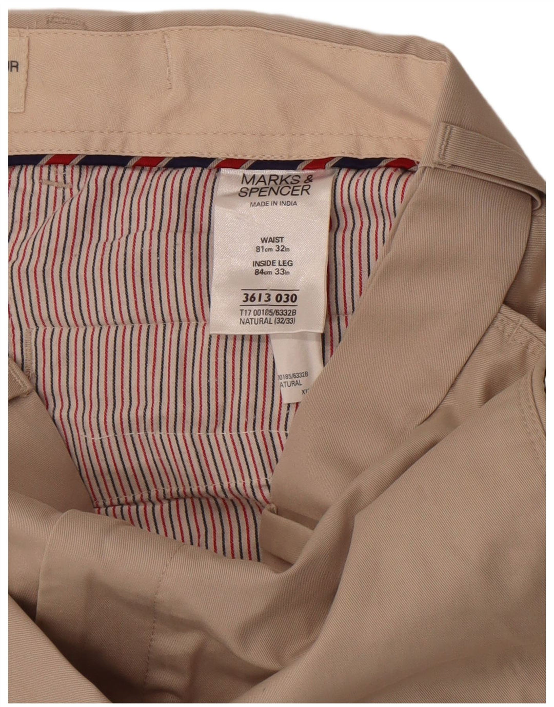 Marks & Spencer Mens Blue Harbour Straight Chino Trousers W32 L33 Beige
