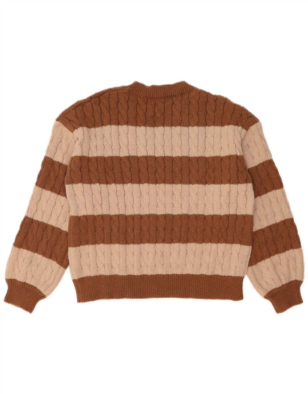 SHEIN Womens V-Neck Jumper Sweater UK 14 Medium Brown Colourblock