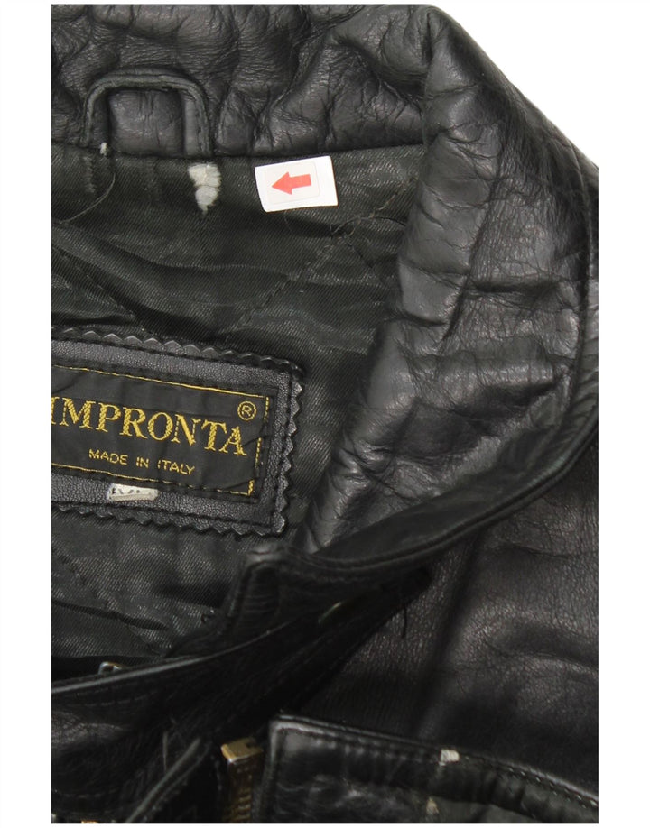 Vintage Womens Leather Racer Jacket UK 18 XL Black Leather