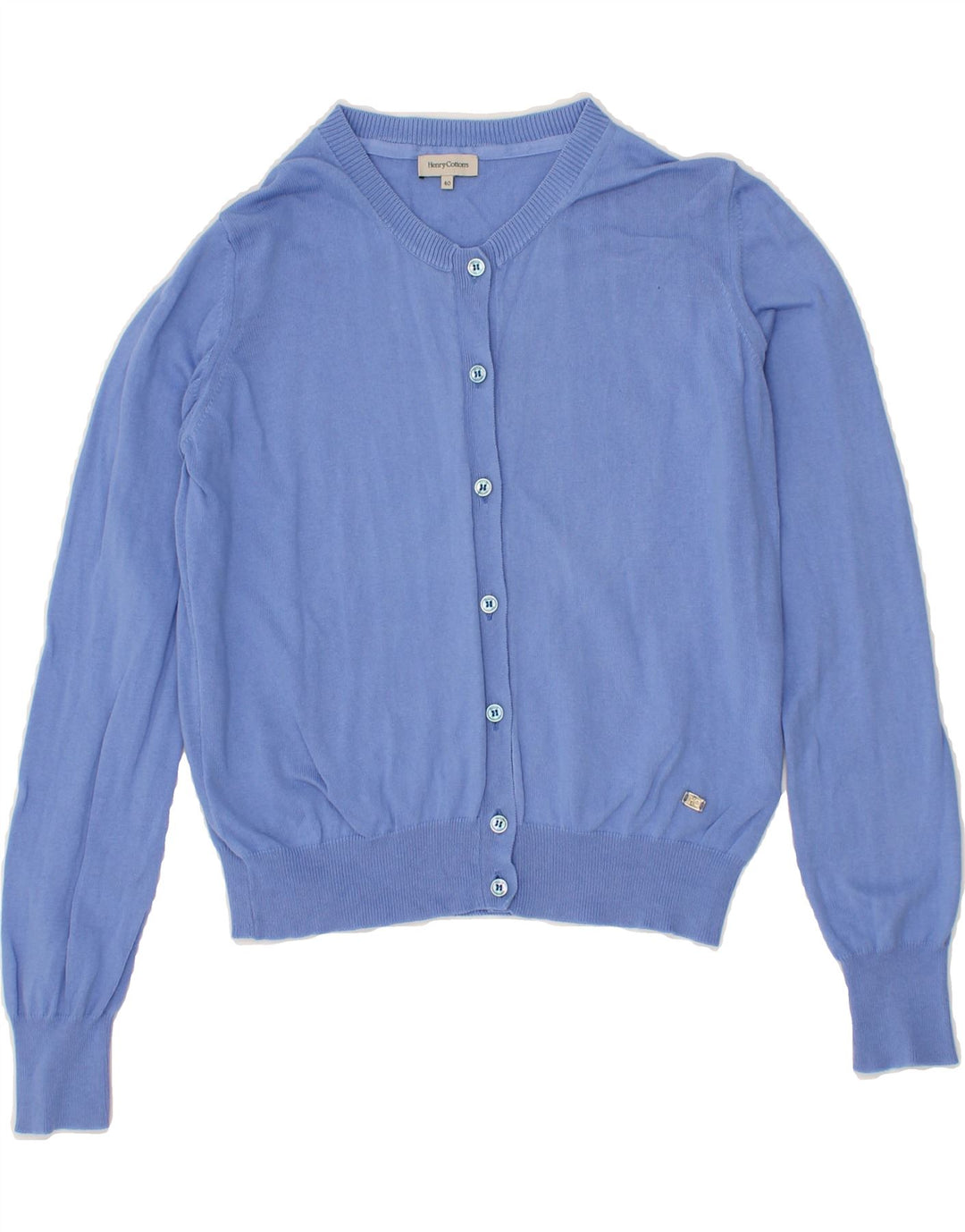 HENRY COTTONS Womens Cardigan Sweater IT 40 Small Blue Cotton Vintage Henry Cottons and Second-Hand Henry Cottons from Messina Hembry 