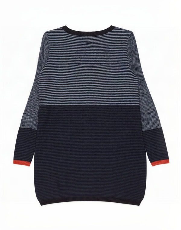 White Stuff Womens Jumper Dress UK 12 Medium Navy Blue Colourblock Cotton