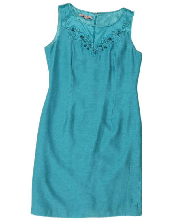 JACQUES VERT Womens Sleeveless Sheath Dress UK 14 Large Turquoise Viscose
