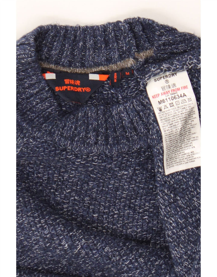Superdry Mens Crew Neck Jumper Sweater Medium Blue Flecked Polyester