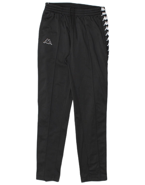 Kappa Boys Graphic Tracksuit Trousers 13-14 Years Large Black Polyester