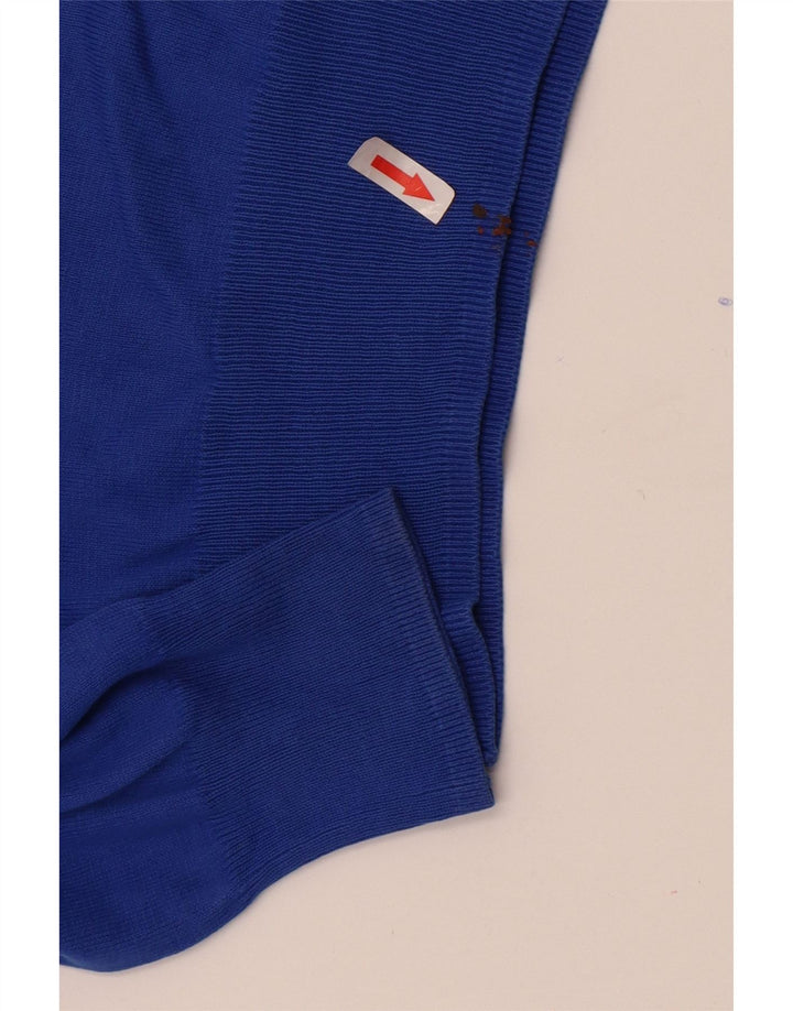 Zara Mens V-Neck Jumper Sweater Medium Blue Cotton