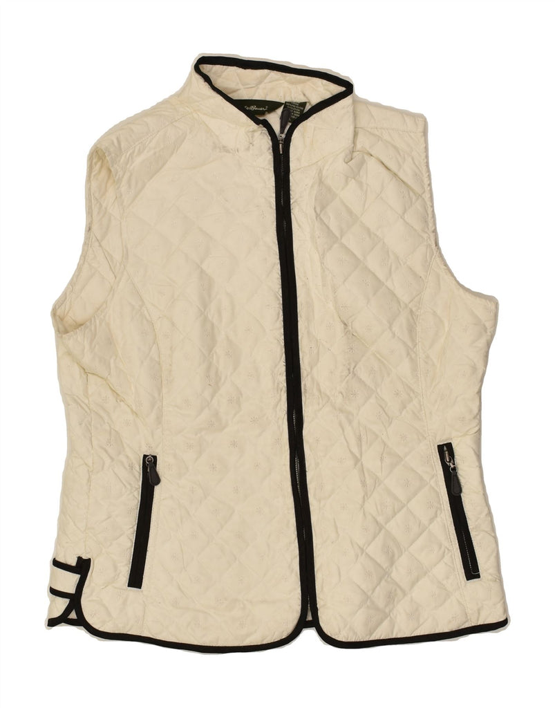 EDDIE BAUER Womens Quilted Gilet UK 16 Large Beige Polyester | Vintage Eddie Bauer | Thrift | Second-Hand Eddie Bauer | Used Clothing | Messina Hembry 