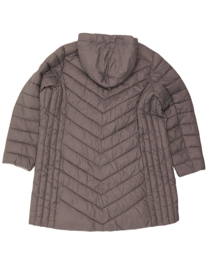 Michael Kors Womens Oversized Hooded Padded Coat UK 22 2XL Grey Nylon