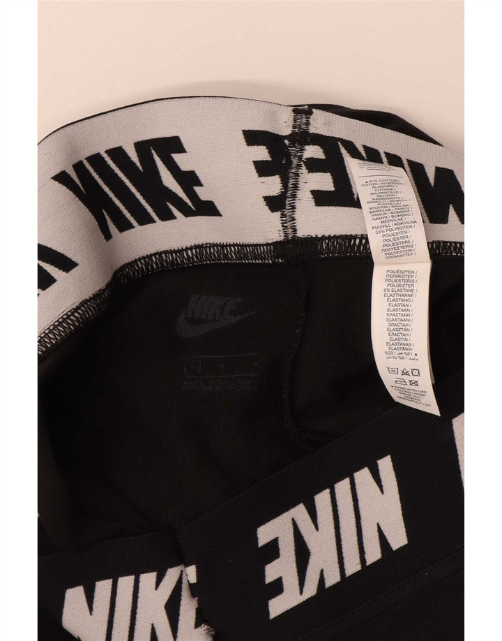 Nike Womens Graphic Leggings UK 12 Medium  Black Cotton