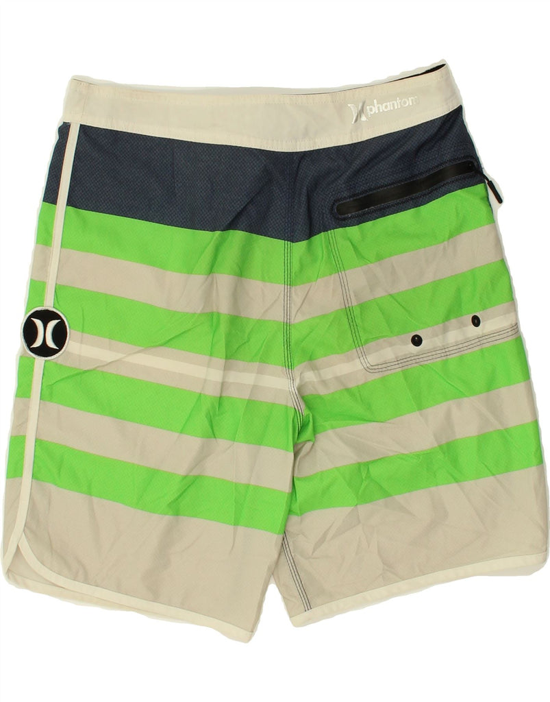 HURLEY Mens Swimming Shorts Medium Green Striped Polyester | Vintage Hurley | Thrift | Second-Hand Hurley | Used Clothing | Messina Hembry 