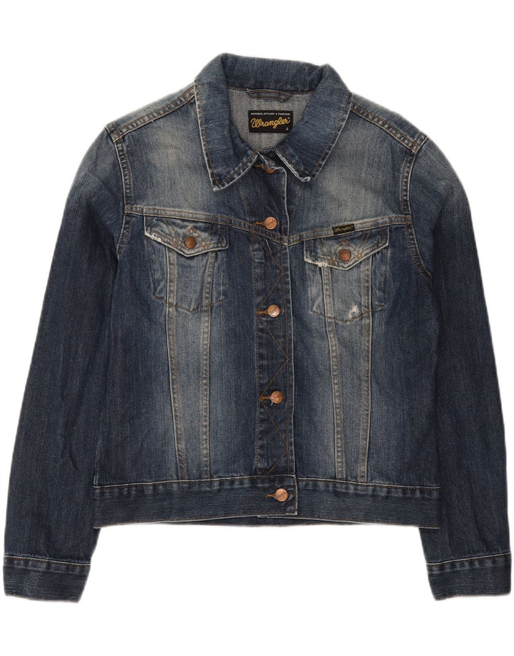 WRANGLER Womens Crop Denim Jacket UK 14 Large Blue Cotton Vintage Wrangler and Second-Hand Wrangler from Messina Hembry 