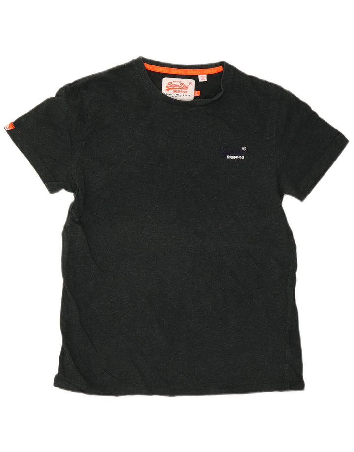 Superdry Mens T-Shirt Top Large Black Cotton
