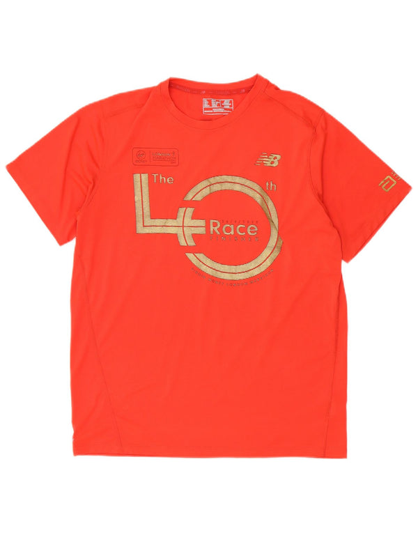 New Balance Mens Graphic T-Shirt Top Large Red Polyester