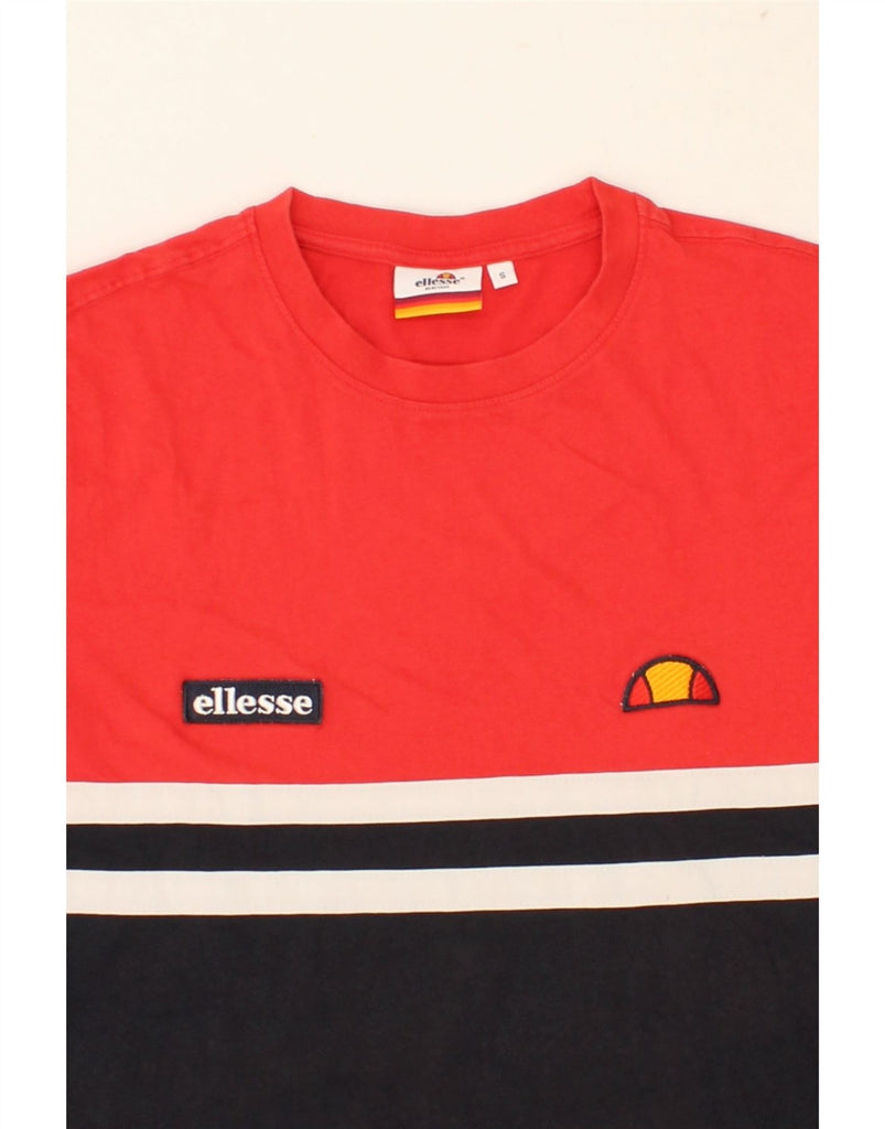 ELLESSE Mens T-Shirt Top Small Red Colourblock Cotton | Vintage Ellesse | Thrift | Second-Hand Ellesse | Used Clothing | Messina Hembry 