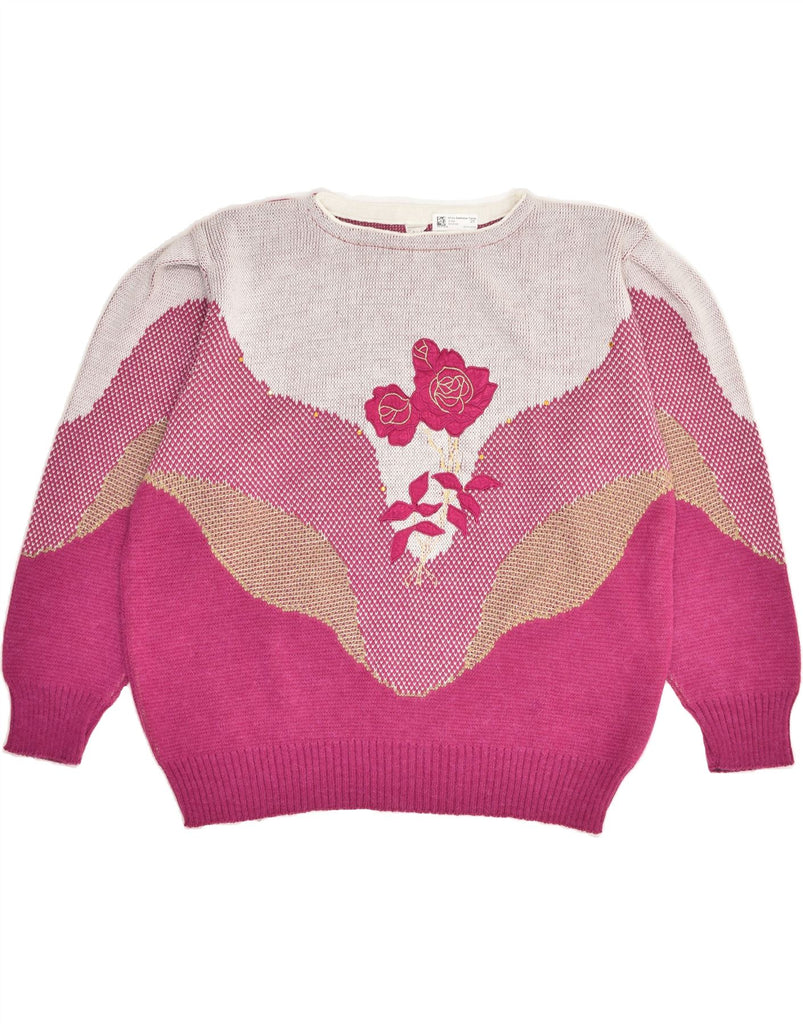 VINTAGE Womens Crew Neck Jumper Sweater IT 52 2XL Pink Wool | Vintage Vintage | Thrift | Second-Hand Vintage | Used Clothing | Messina Hembry 