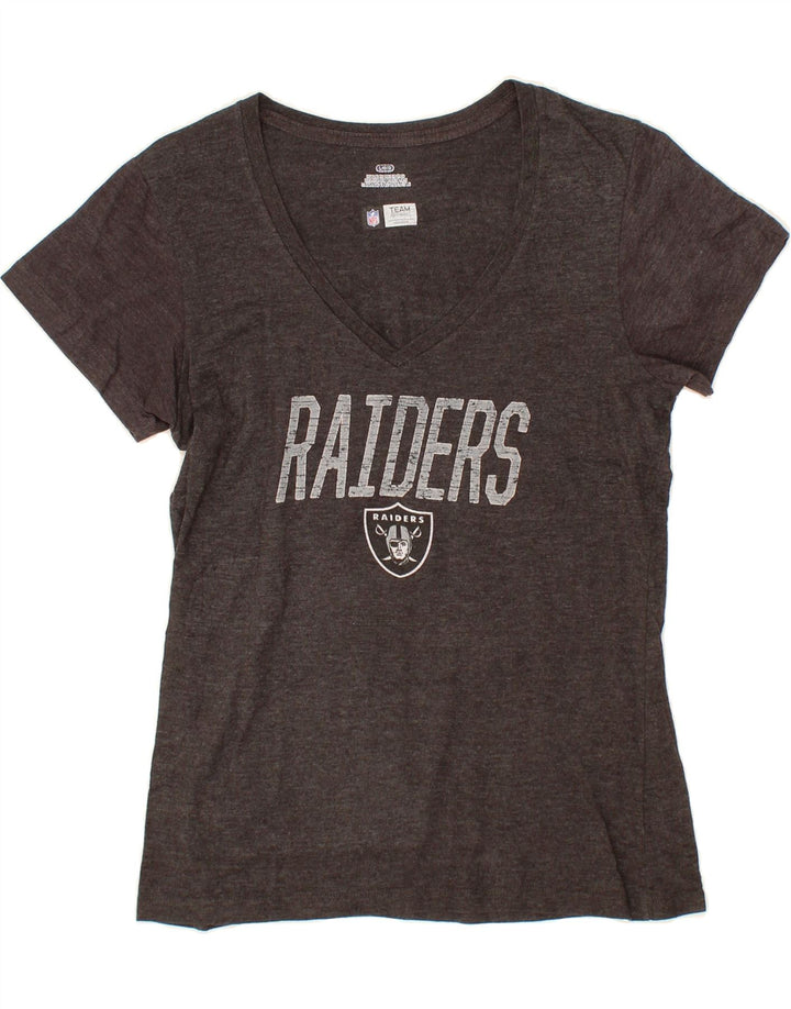 NFL Womens Raiders Graphic T-Shirt Top UK 14 Large Grey Vintage NFL and Second-Hand NFL from Messina Hembry 
