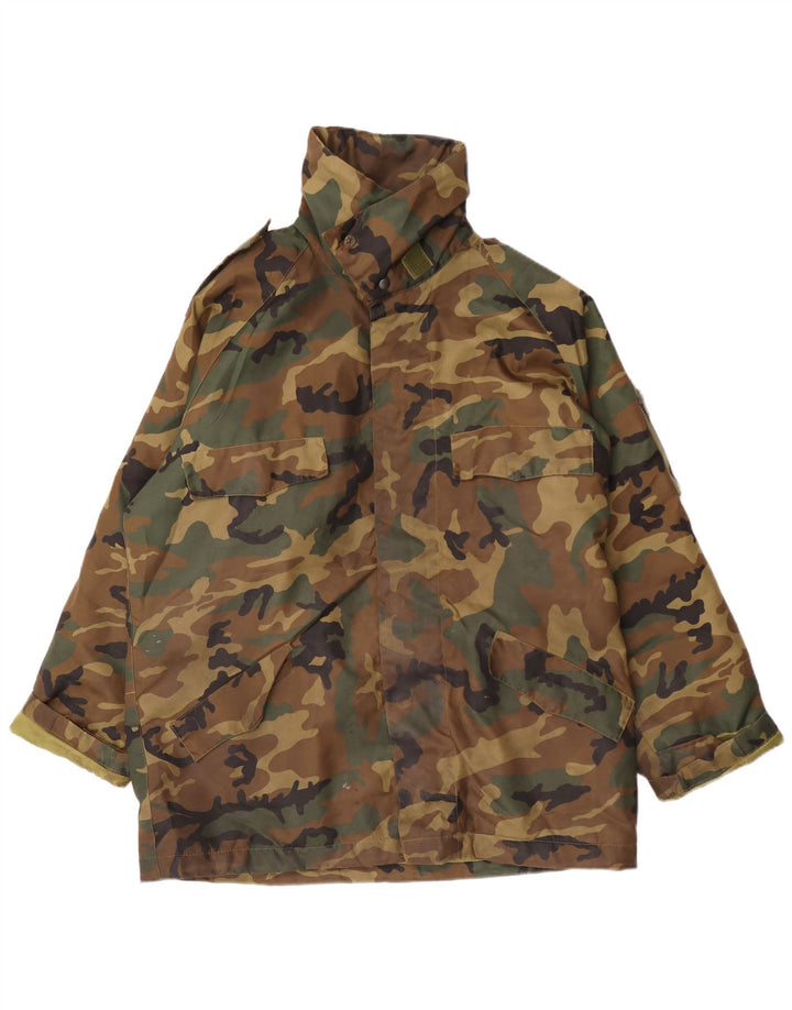 Vintage Mens Military Jacket UK 42 XL Khaki Camouflage Polyester