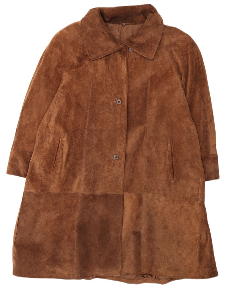 Conbipel Womens Suede Overcoat UK 18 XL Brown Leather