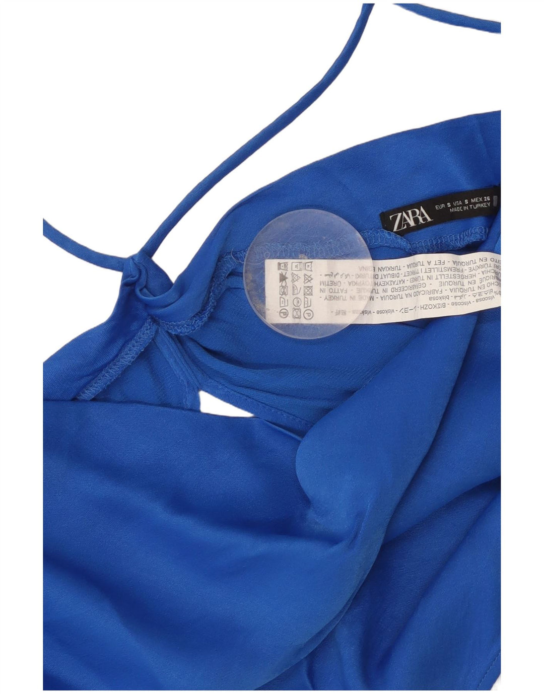 Zara Womens Crop Halter Top UK 8 Small Blue Viscose