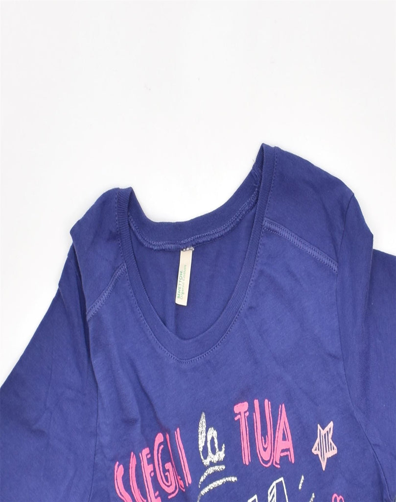 BENETTON Girls Graphic Top Long Sleeve 8-9 Years Purple Cotton | Vintage | Thrift | Second-Hand | Used Clothing | Messina Hembry 