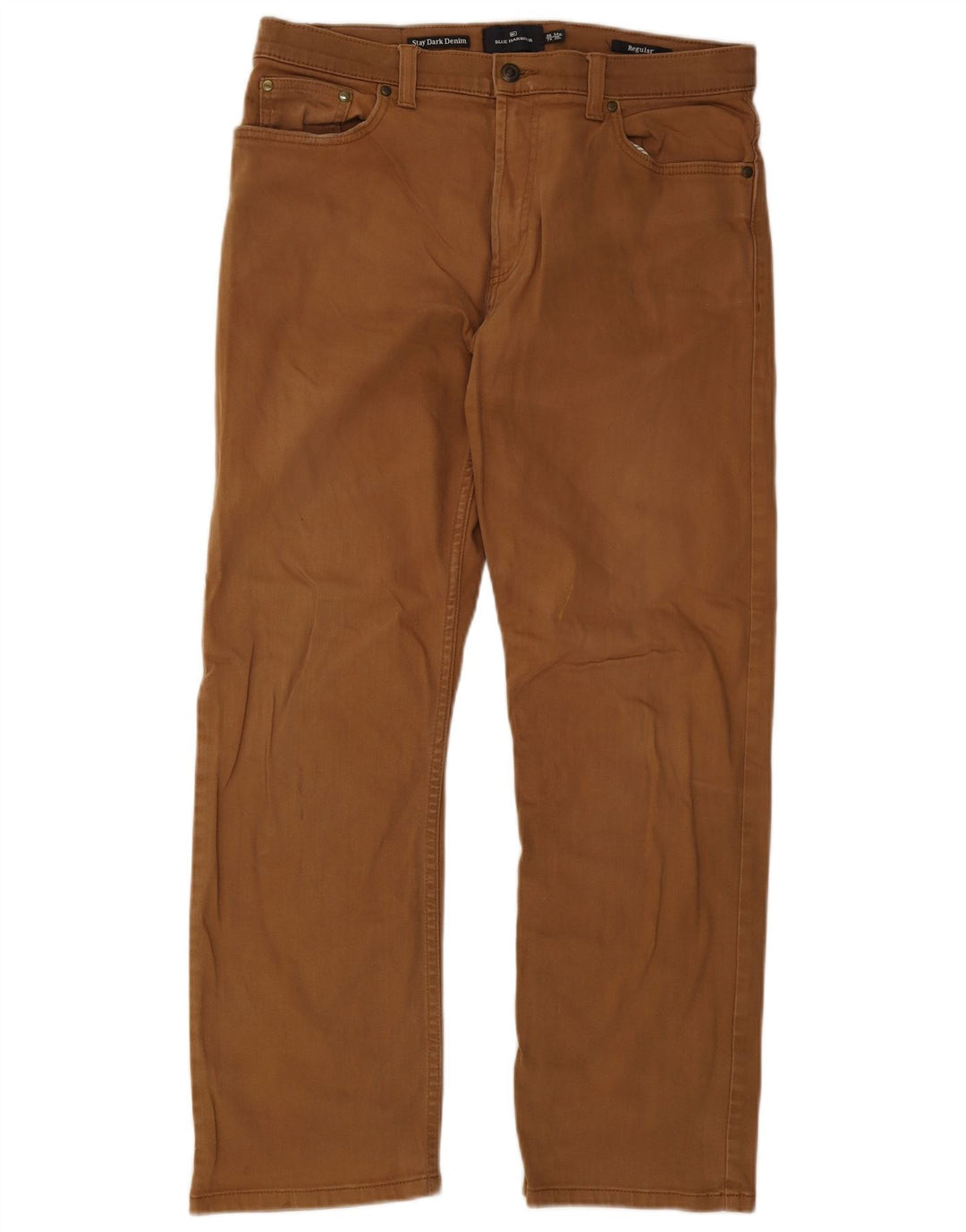 Marks & Spencer Mens Blue Harbour Straight Jeans W34 L29 Brown Cotton