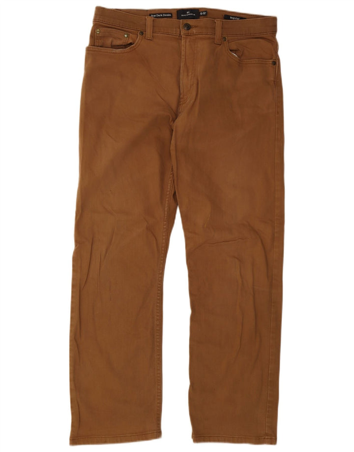Marks & Spencer Mens Blue Harbour Straight Jeans W34 L29 Brown Cotton